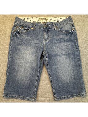 YMI Bermuda Denim Shorts Womens 13 Blue Medium Wash Mid Rise Stretch City Angels